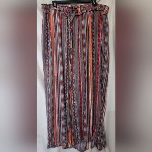 One World Womens Aztec Print Wide Legs Pants Size 2X